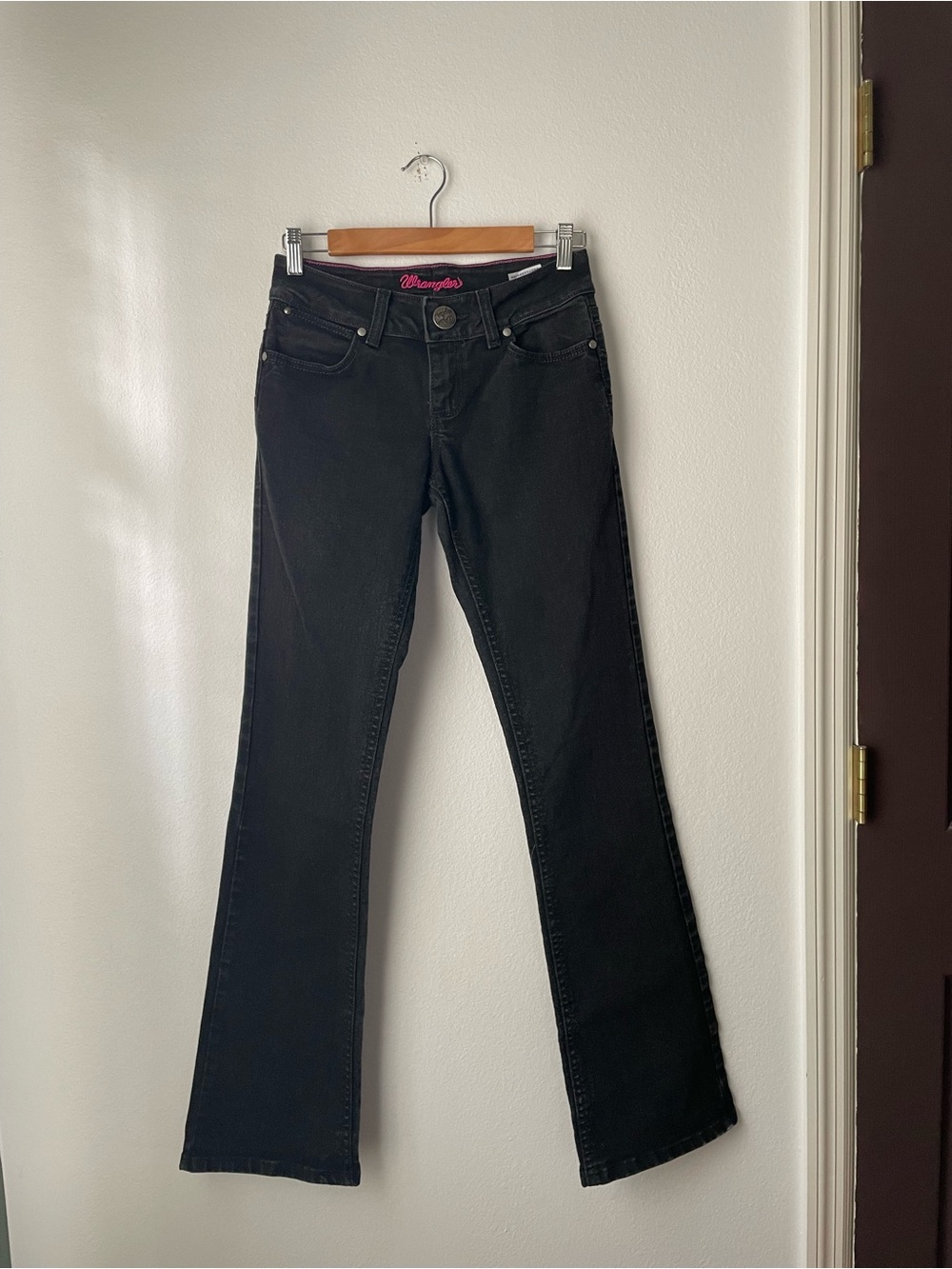 Modern bootcut black Wrangler jeans